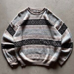 vintage northern spirit striped boxy knit sweater
